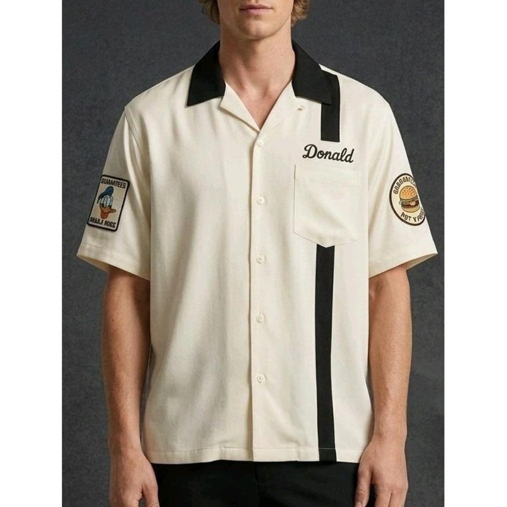 Y2K Walt Disney World Parks Donald Duck Bowling Shirt Embroidered Rockabilly EUC